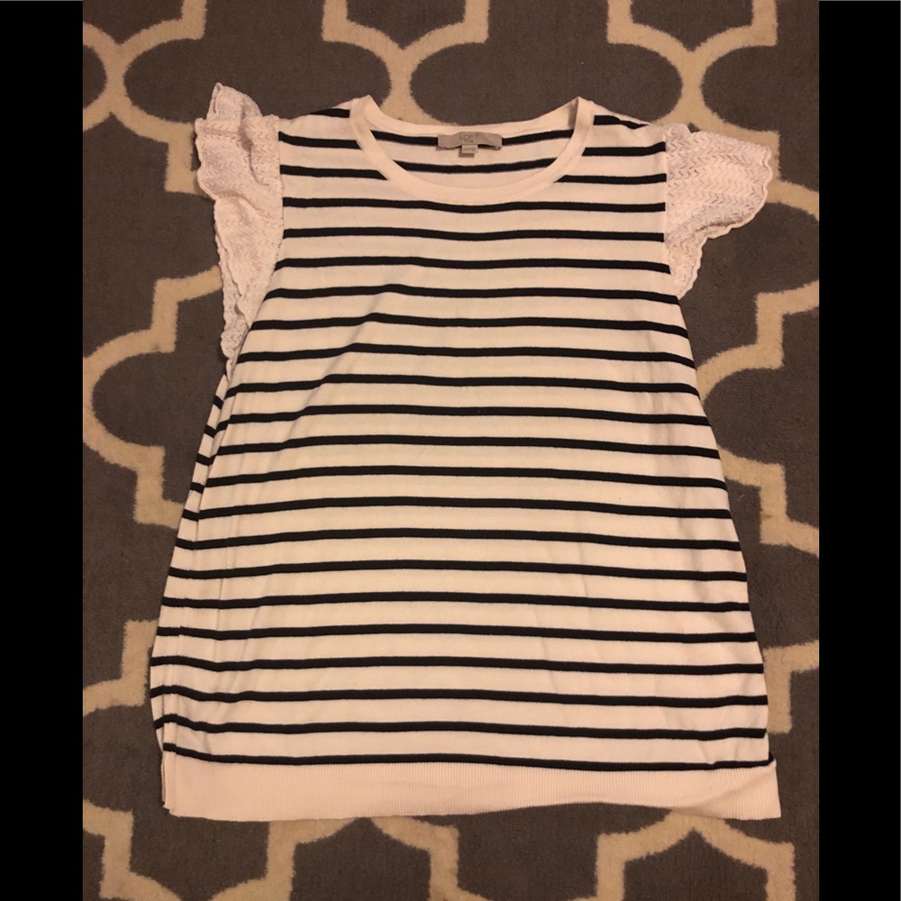 Loft Plus navy and white striped shirt